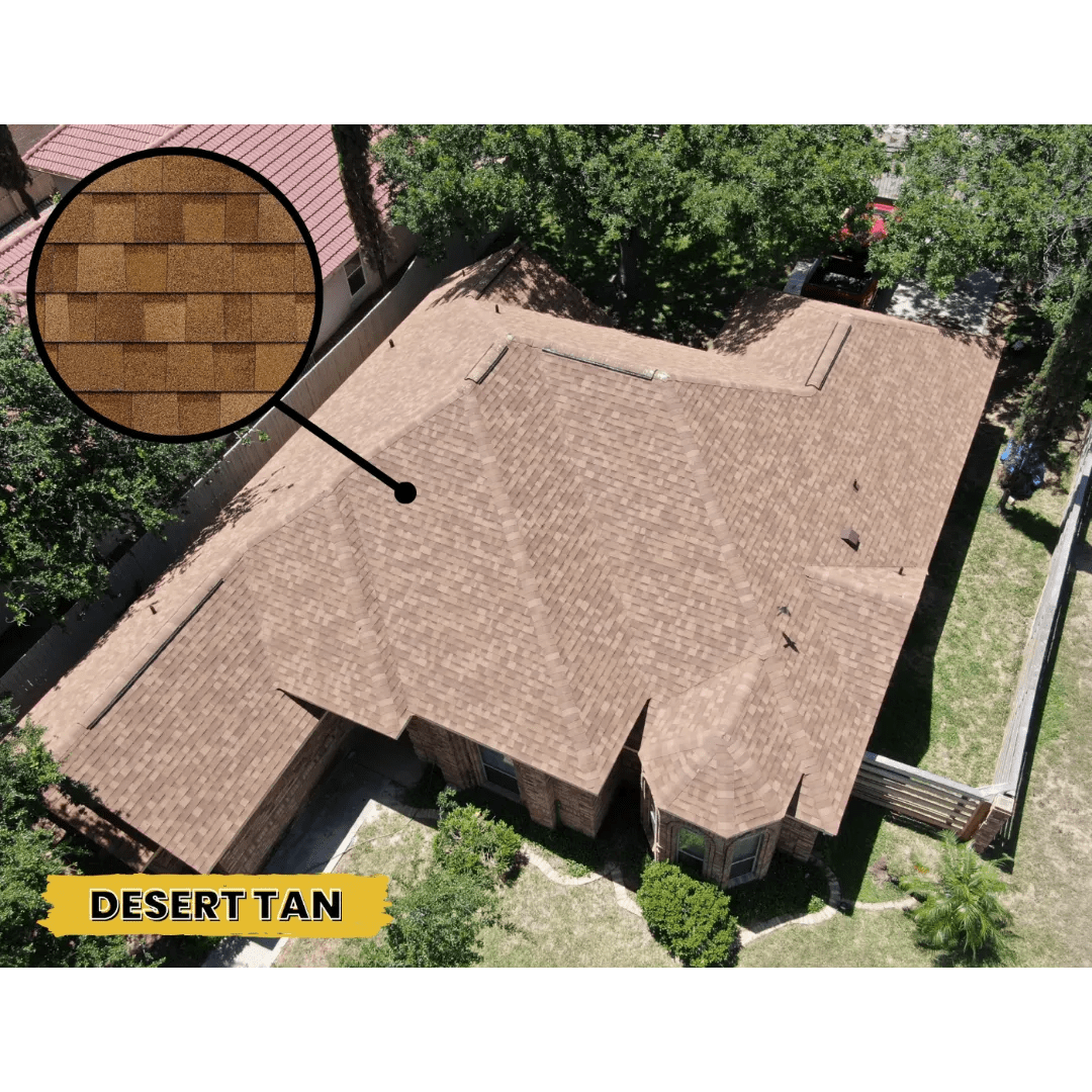 dark-colored asphalt shingles absorbing sunlight on residential roof